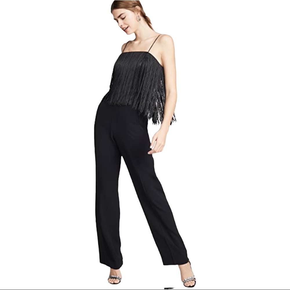 Club Monaco Fringe Black Jumpsuit Size 0